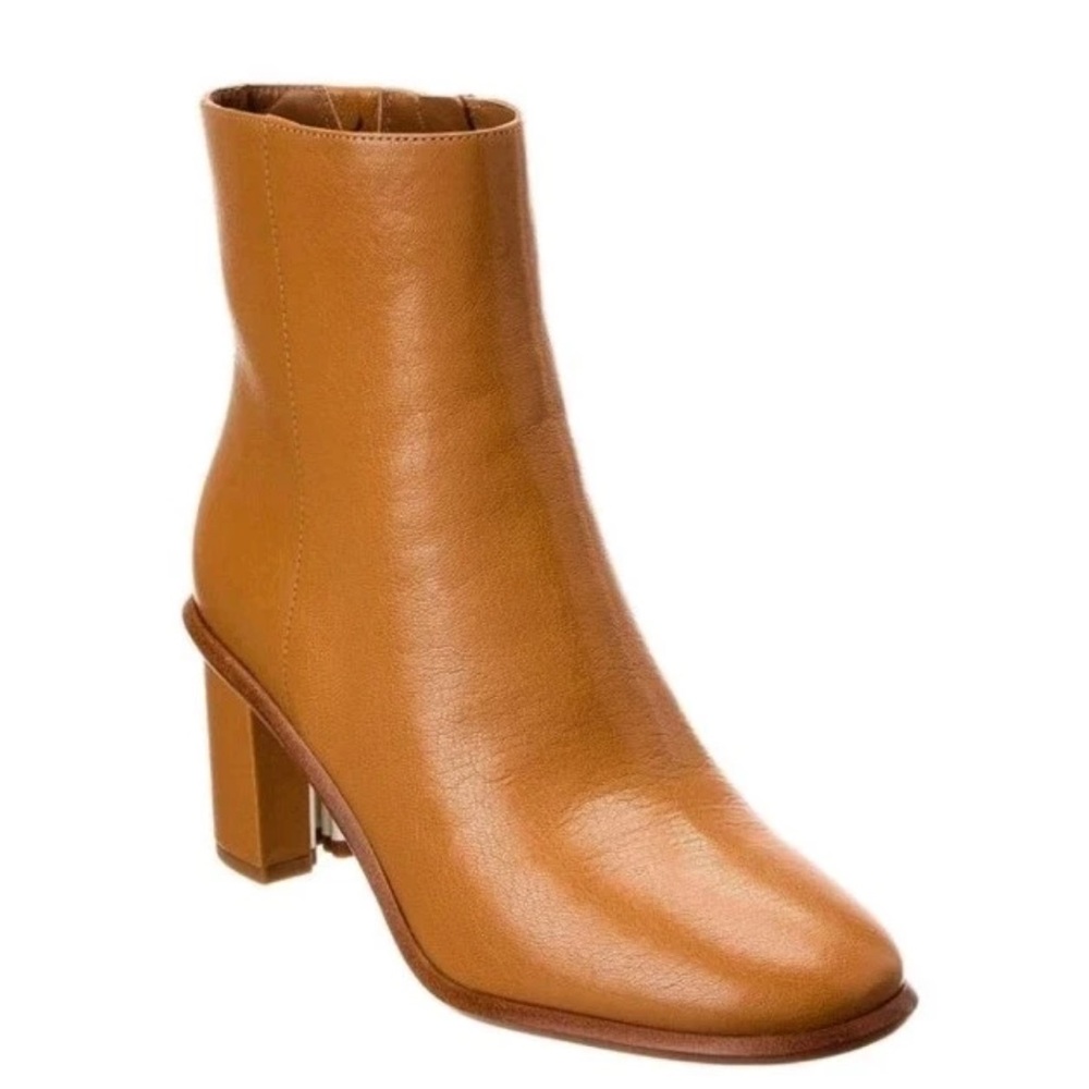 New $438 TORY BURCH BROOKE STAMPED HEEL BOOTIE CARAMEL (11m)